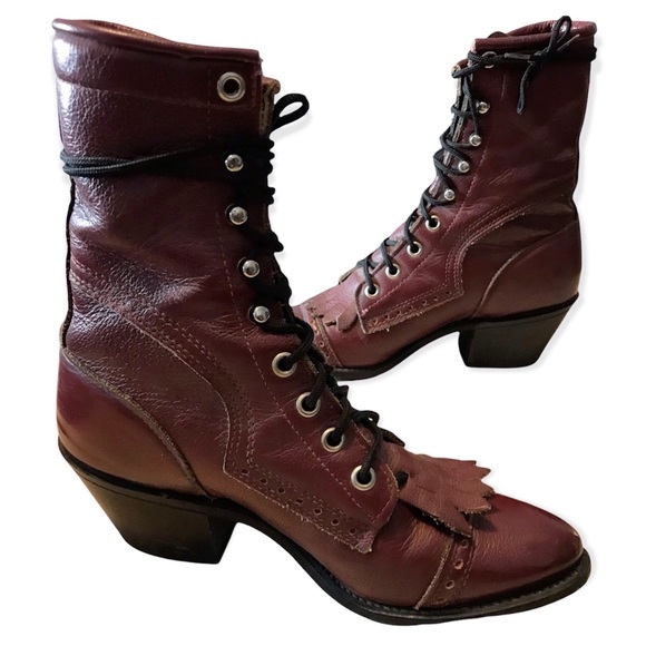 Capezio Shoes - Capezio Vintage Leather Steam Punk Victorian Lace Up Boot Wine